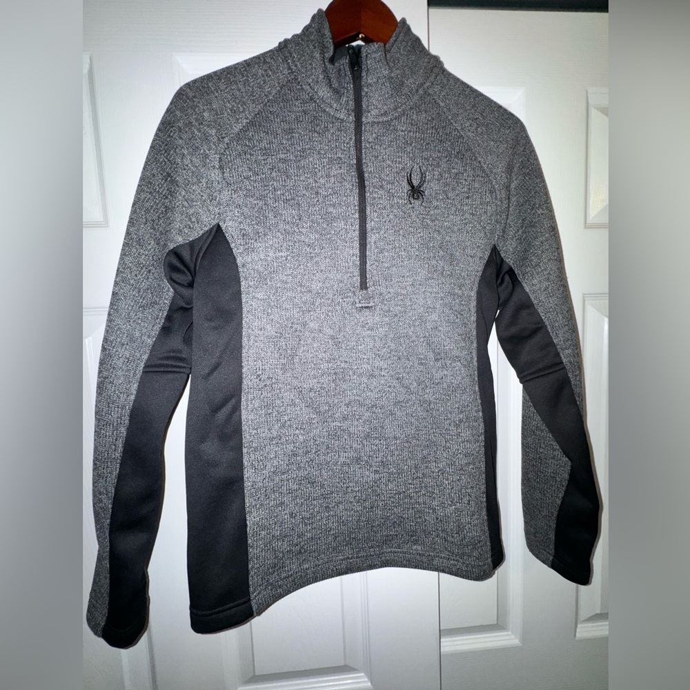 Spyder Men's Charcoal and Black Zip-Up Sweater